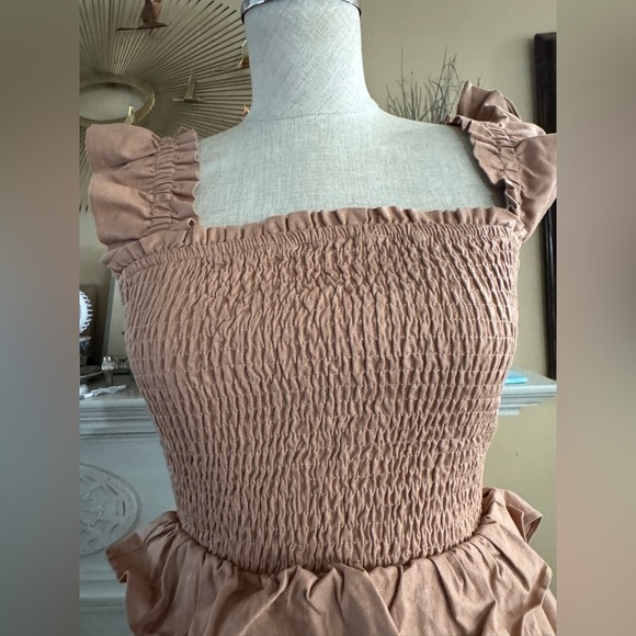 Tularosa Revolve Linen Smocked Ruffle Tank Mini Dress size S - Picture 11 of 13
